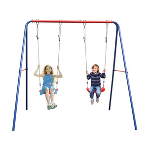 Factory Direct A-Frame 2 Seats Metal Swing Set Family Funny Toys