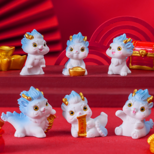 cute mini home decorative figures resin chinese new year dragon decoration 2024 small animals garden pots& planters figurine toy