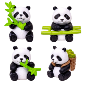 promotional kids figure children toys wild zoo panda eat bamboo plastic PVC animals miniature for keychain DIY garden