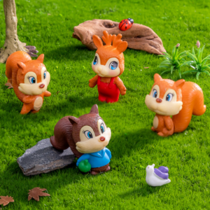 miniature sculpture cute cartoon small squirrel animal figurines deer figures plastic toy for  keychain garden decor  wholesale