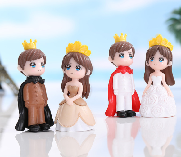 miniature couple prince princesses pvc figures figurines character kids play cartoon toys party tableware cake topper decoration