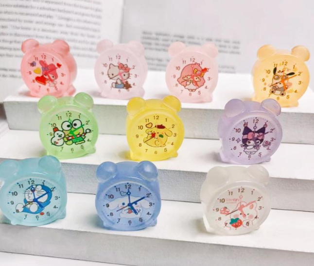 3D DIY assorted miniatures resin dollhouse clocks luminous cartoon kids promotional children mini toys decoration