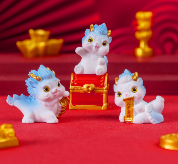 cute mini home decorative figures resin chinese new year dragon decoration 2024 small animals garden pots& planters figurine toy