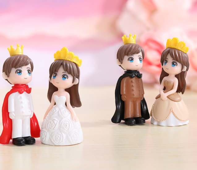 miniature couple prince princesses pvc figures figurines character kids play cartoon toys party tableware cake topper decoration