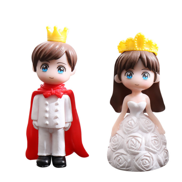 miniature couple prince princesses pvc figures figurines character kids play cartoon toys party tableware cake topper decoration