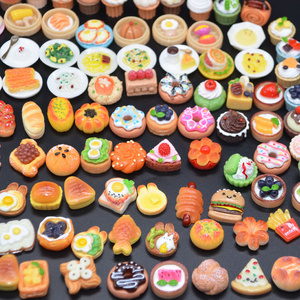 Assorted Festive Christmas Party Decor Resin Sculpture charms Flat Back Kawaii Slime Biscuit Cake Food Bread Dollhouse Miniature