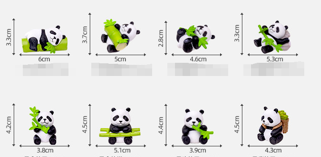 promotional kids figure children toys wild zoo panda eat bamboo plastic PVC animals miniature for keychain DIY garden