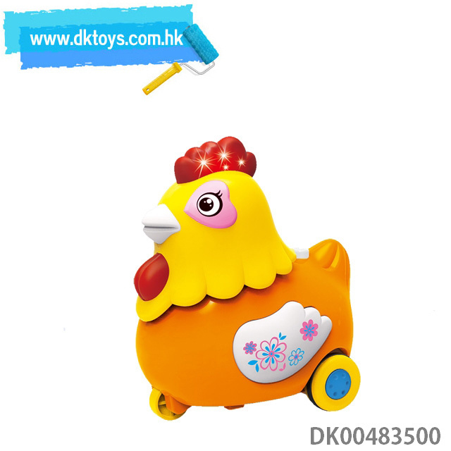 Inertial Animal Car Toys Friction Little Cute Chicken With Music Light Plastic Toy For Kids