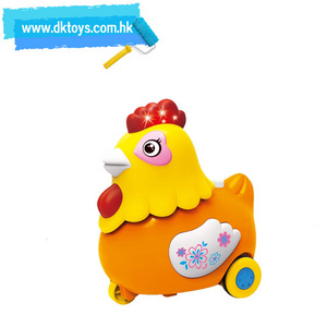 Inertial Animal Car Toys Friction Little Cute Chicken With Music Light Plastic Toy For Kids