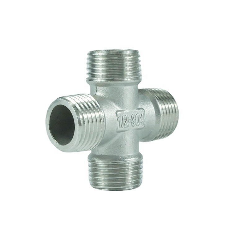 DKV Male Thread Cross stainless steel ss304 ss316 pipe fitting 4 Way Coupling Class 150 BSP NPT