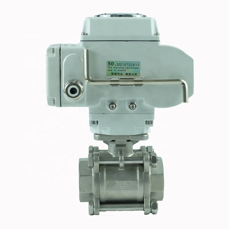 DKV electric 3pc ball valve stainless steel  304 316 motorized flow control valve 12V electric actuator ball valve