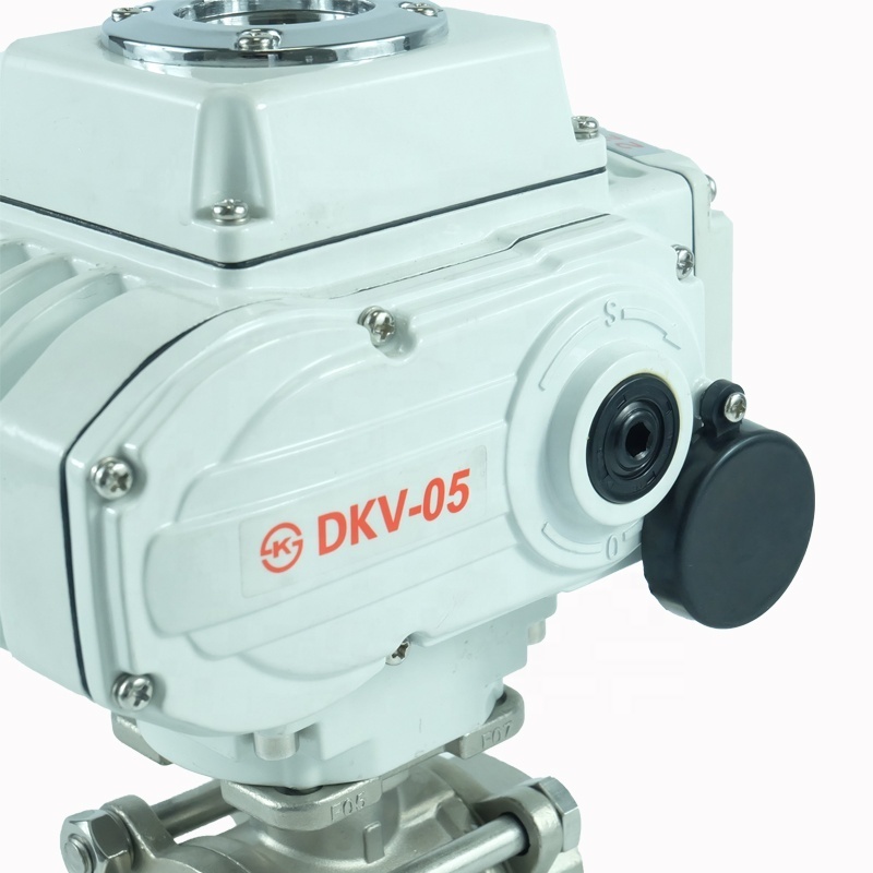 DKV electric 3pc ball valve stainless steel  304 316 motorized flow control valve 12V electric actuator ball valve