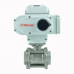 DKV electric 3pc ball valve stainless steel  304 316 motorized flow control valve 12V electric actuator ball valve