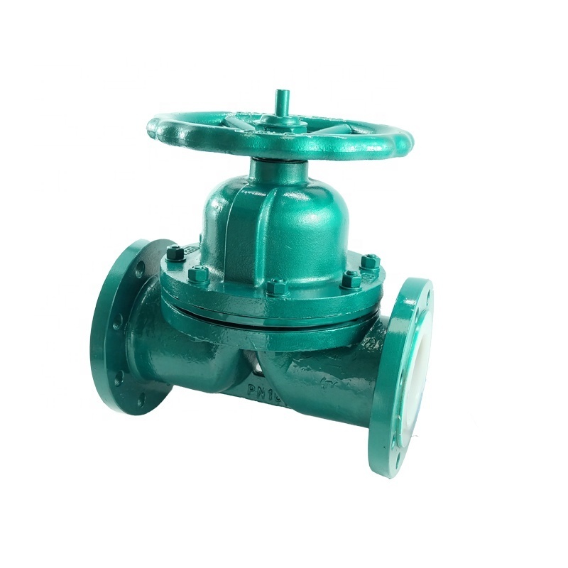 DKV Fluorine Lined Diaphragm Valve Flange Cast Iron PTFE Lined Diaphragm shut-off Valve Corrosion Resistant