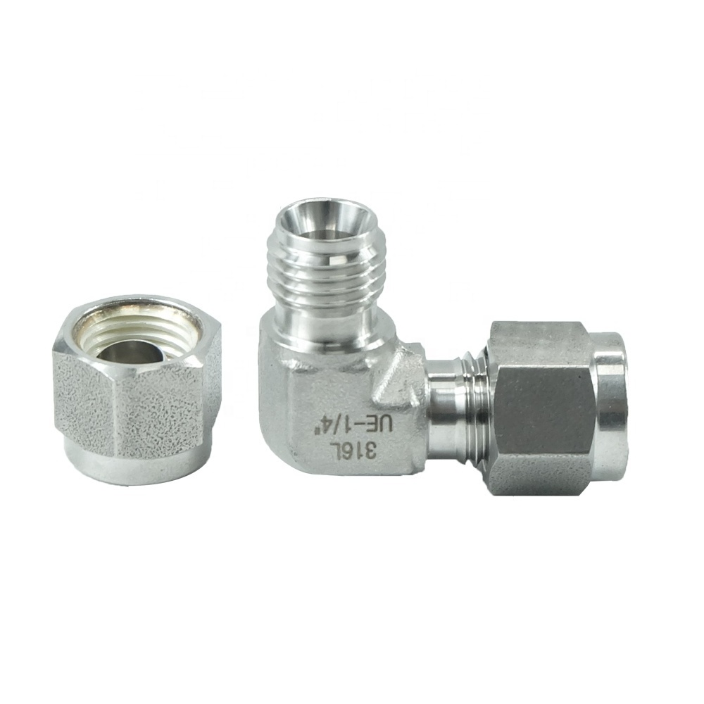 DKV Stainless Steel 90 Degree Elbow Double Ferrule female thread High Pressure pipe fittings Union Elbow