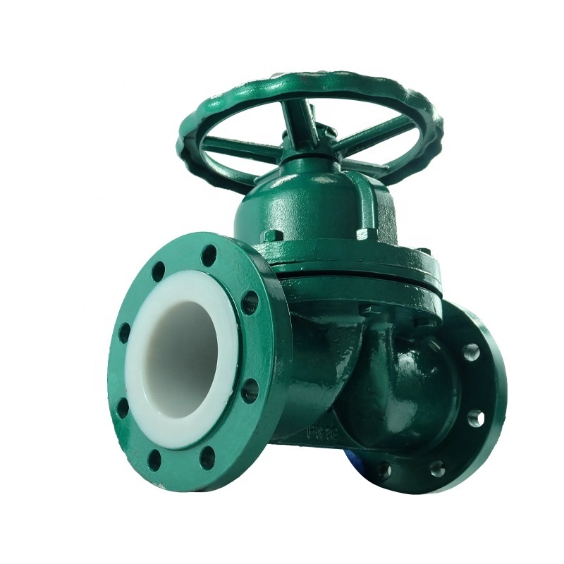 DKV Fluorine Lined Diaphragm Valve Flange Cast Iron PTFE Lined Diaphragm shut-off Valve Corrosion Resistant