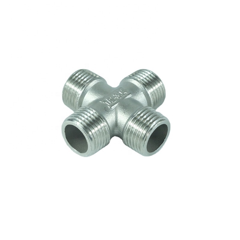 DKV Male Thread Cross stainless steel ss304 ss316 pipe fitting 4 Way Coupling Class 150 BSP NPT