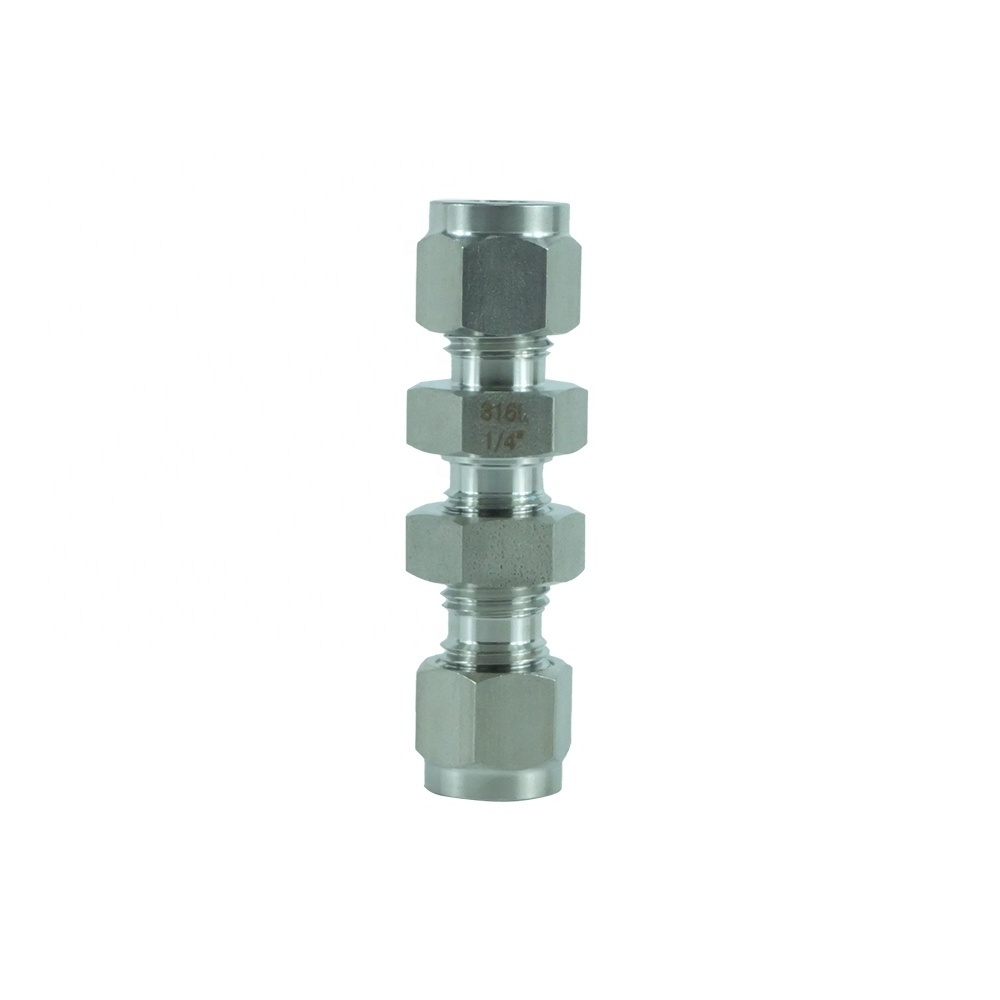 DKV Hydraulic Connector Stainless Steel 304/316 Bulkhead Union Double Ferrules Tube Fittings 6000PSI Male Threaded