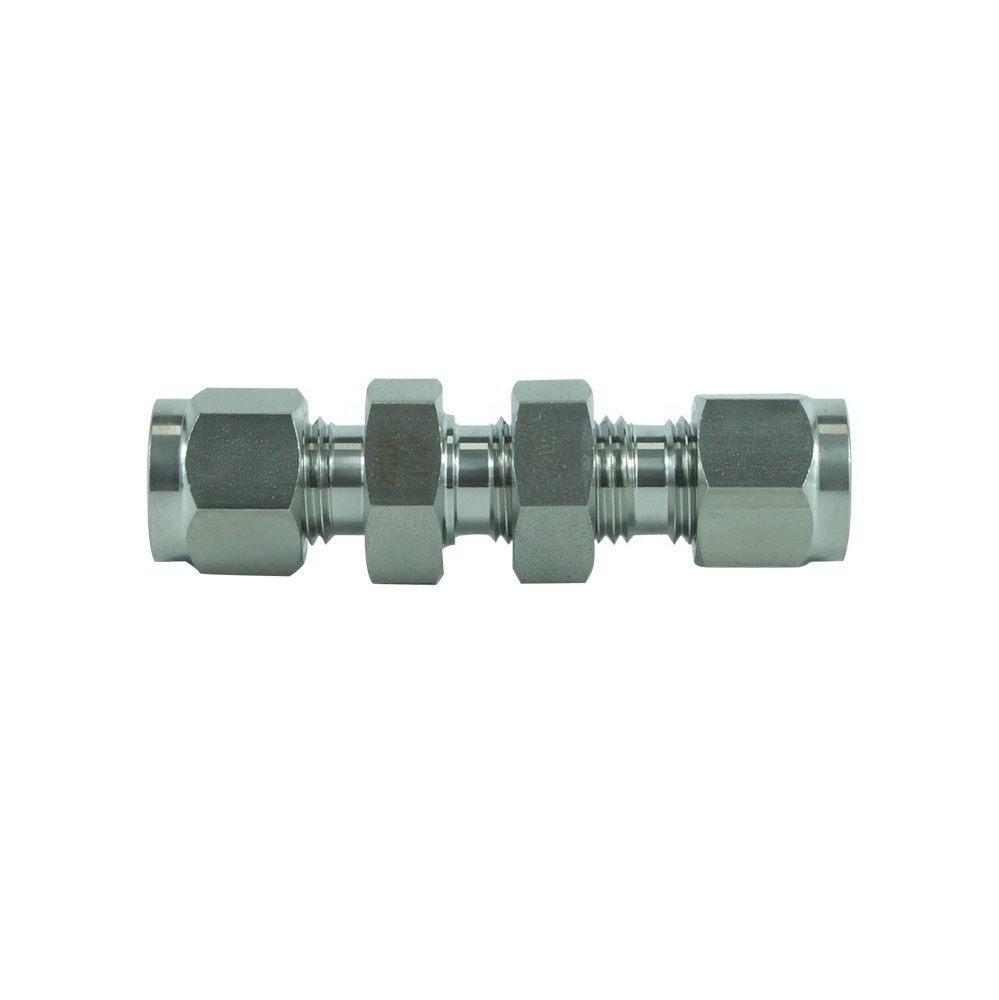 DKV Hydraulic Connector Stainless Steel 304/316 Bulkhead Union Double Ferrules Tube Fittings 6000PSI Male Threaded