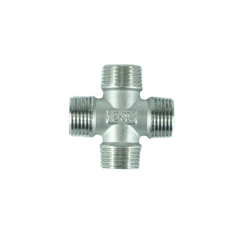 DKV Male Thread Cross stainless steel ss304 ss316 pipe fitting 4 Way Coupling Class 150 BSP NPT