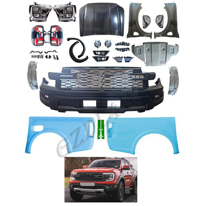 GZDL4WD Car Accessories Facelift Front Bumper Grill Headlight Body Kit For Ranger T6 T7 T8 Upgrade To Raptor 2023