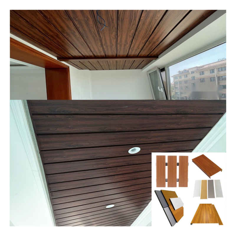 Buckle Panel Baffle Long Strip Aluminum Ceiling Wood Customized Modern Aluminum Alloy Waterproof Ceiling Board Metal Ceilings