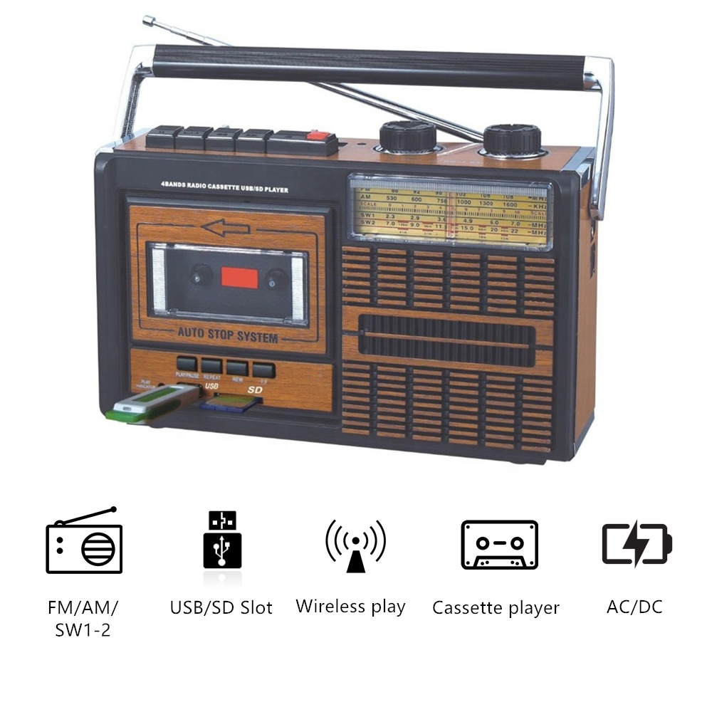 cheap am fm sw 4 bands radio with cassette recorder player