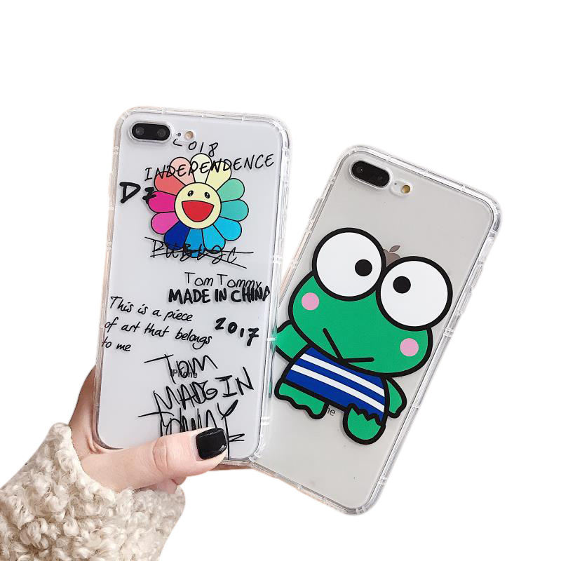 cartoon big eyes frog and English letters design air pressure phone housing case for iphone uv printing custom casing