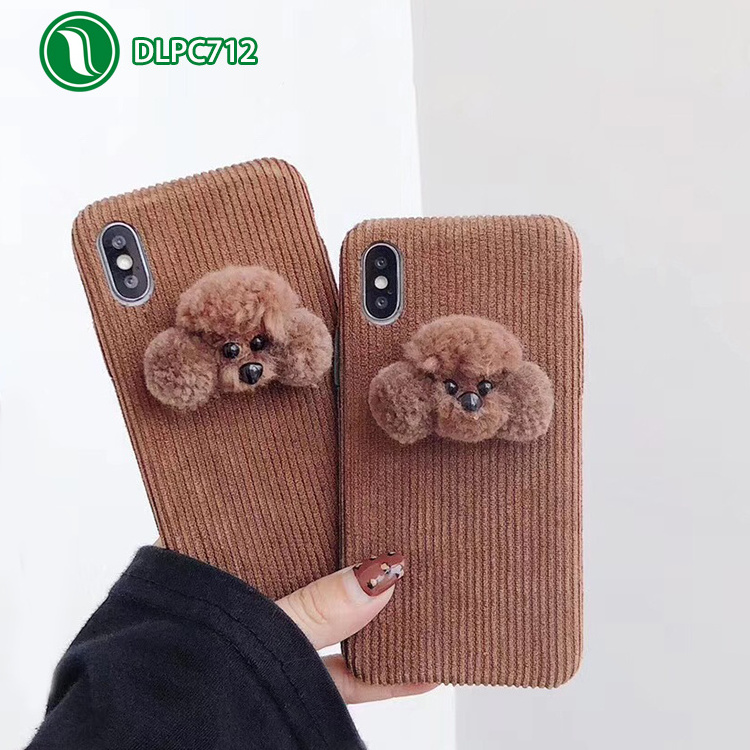 Mini Brown Teddy Bear Plush Phone Case Cover 3D Cartoon Animal Stuffed Mobile Phone Case Teddy Bear Fabric Cell Phone Case