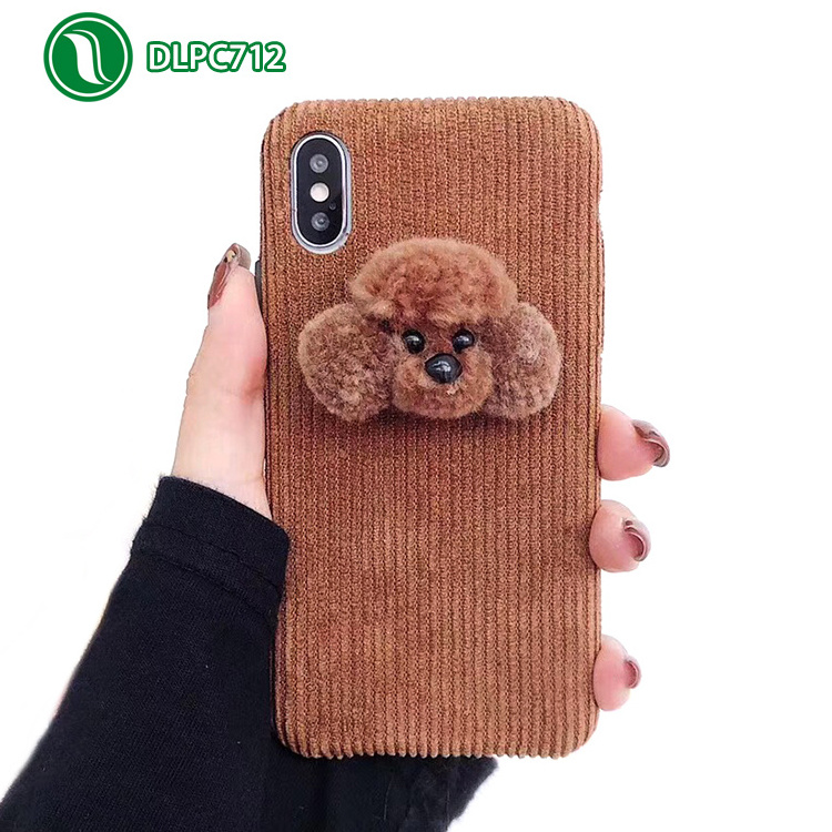 Mini Brown Teddy Bear Plush Phone Case Cover 3D Cartoon Animal Stuffed Mobile Phone Case Teddy Bear Fabric Cell Phone Case