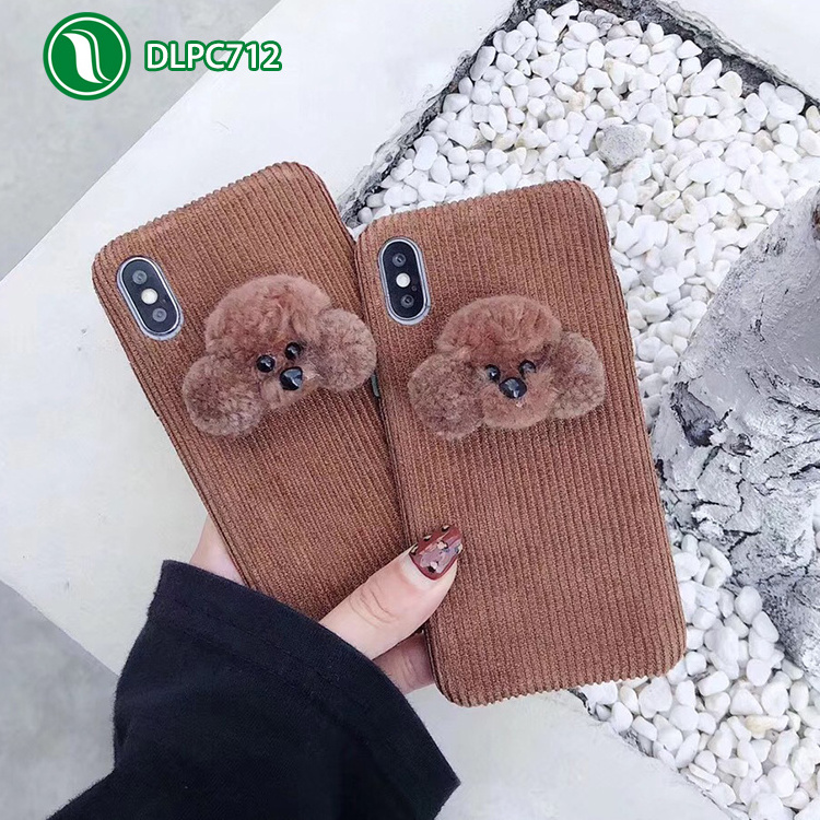 Mini Brown Teddy Bear Plush Phone Case Cover 3D Cartoon Animal Stuffed Mobile Phone Case Teddy Bear Fabric Cell Phone Case