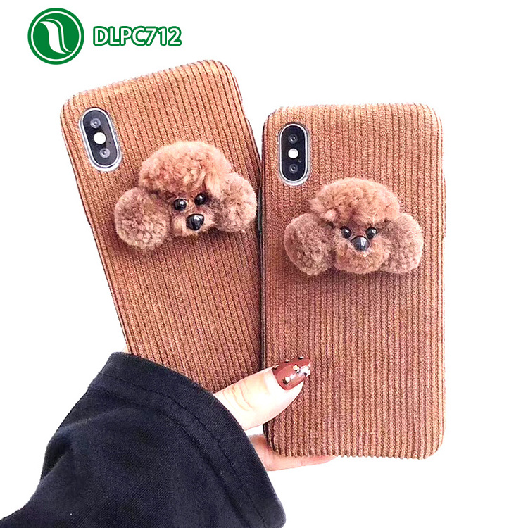 Mini Brown Teddy Bear Plush Phone Case Cover 3D Cartoon Animal Stuffed Mobile Phone Case Teddy Bear Fabric Cell Phone Case