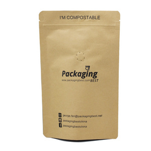 Custom Printed Eco Friendly Biodegradable Kraft Paper Bag Food Grade Packaging Pouch Home Compostable Food Packaging Bag