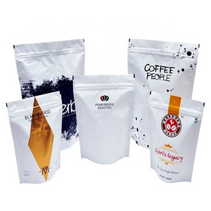 Coffee Bag Stand Up Pouch White Stand Up Pouch Custom Matte Aluminum Foil Doypack  Zip lock Coffee Bag With Zipper