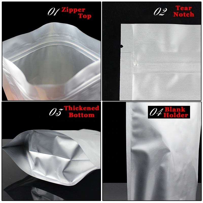 Coffee Bag Stand Up Pouch White Stand Up Pouch Custom Matte Aluminum Foil Doypack  Zip lock Coffee Bag With Zipper