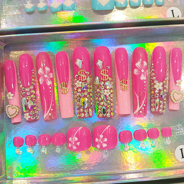 Customizable designed full covered Press On Nails 100% acrylic press on Nail  toe nails set