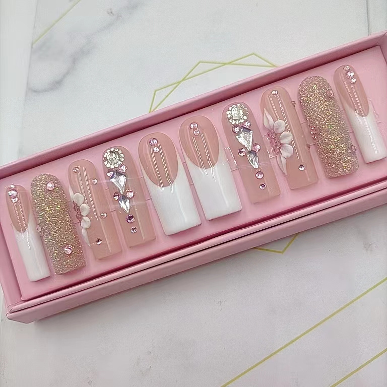 High Quality Beauty Sets Press on Nails For Women Free Sample False Nails   Long Style Bride False Nails