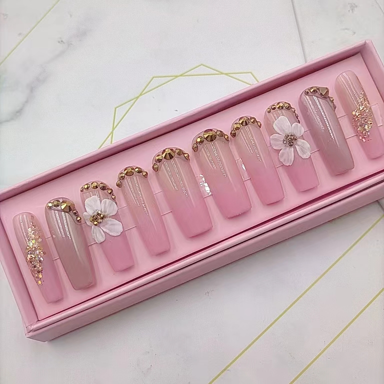 High Quality Beauty Sets Press on Nails For Women Free Sample False Nails   Long Style Bride False Nails