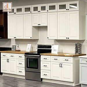 American Standard Model Natural Birch Wooden Pearl White Paint Door Modular RTA Plywood Kitchen Cabinets Stock In US Warehouses