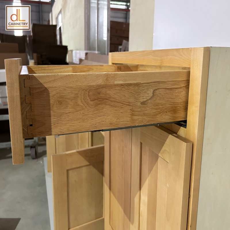 Double Doors Unfinished Solid Birch Wood American Modern Shaker Style Door Base Kitchen Cabinets With Wooden Dovetail Drawer Box