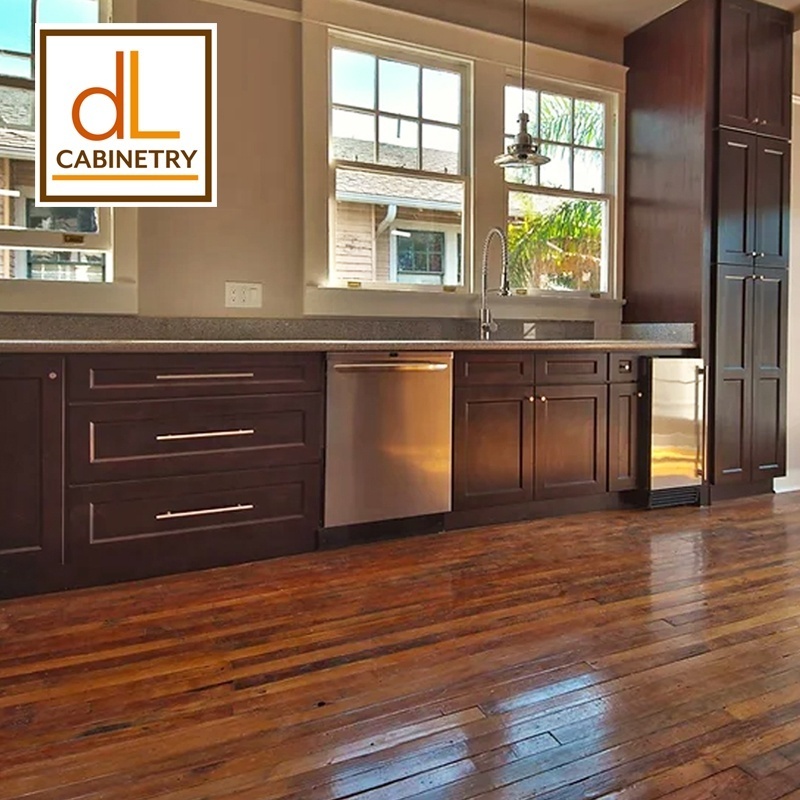 US Cabinetry Warehouse Stock No Quantity Limited Espresso Shaker Wooden HDF Kitchen Cabinets Pantry For Builders Contractors