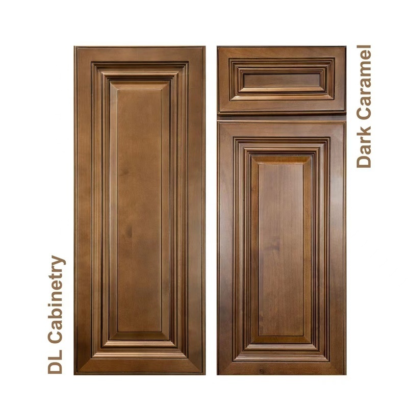 Natural Birch Wood Dark Caramel Raised Panel Kitchen Cabinets Doors Sample American Warehouse Stock For Wholesalers Contractors