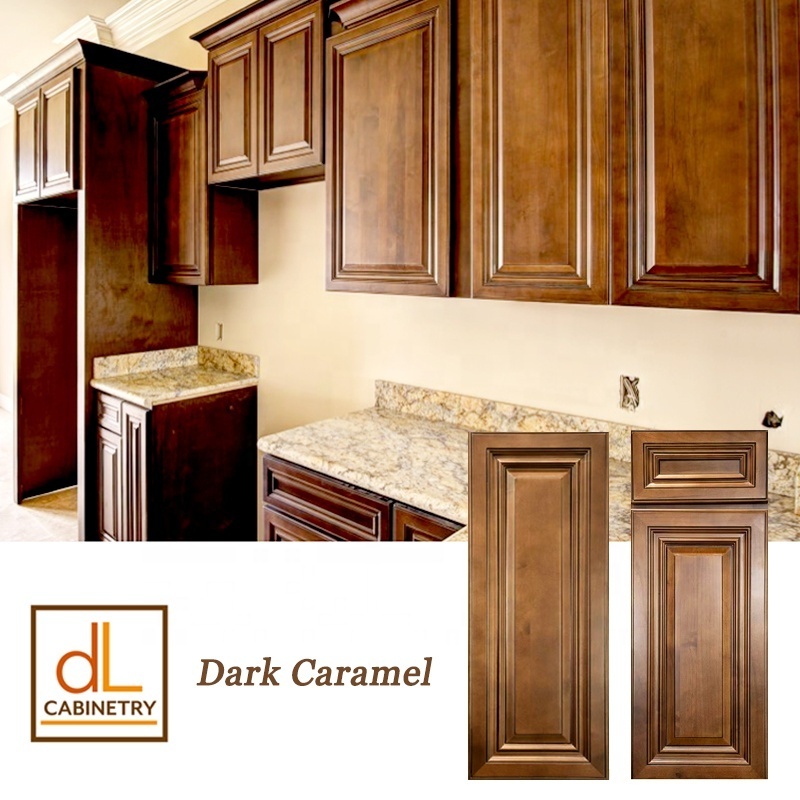 USA Warehouses Stock Solid Wood Raised Panel Style Kitchen Cabinets Modular Base Wall Cupboard With DTC Soft Close Accessories