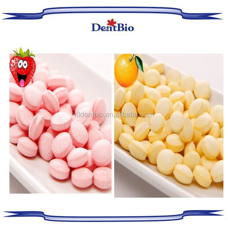 custom mints 0.4g fruits series coating xylitol pastilles candy packaged in tin box