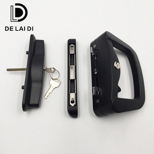 Double hooks aluminium sliding door lock with double cylinders