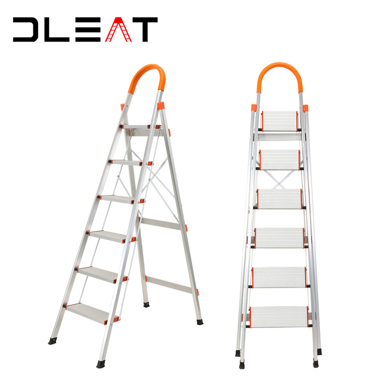 Hot selling 6 steps household foldable gold insulation ladder with handrail