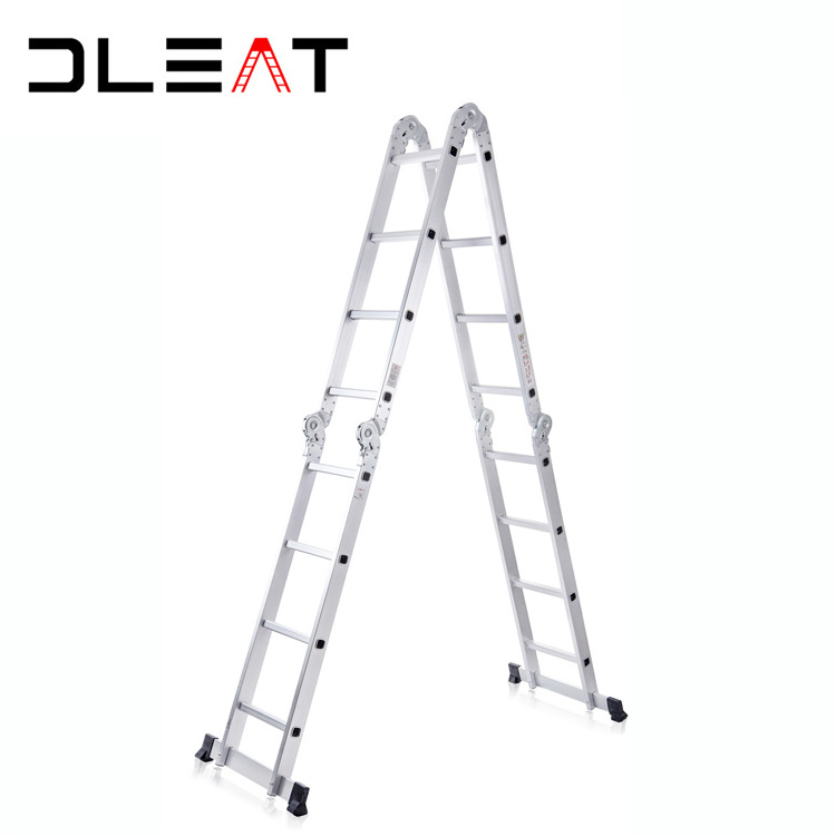 4*4 & 16 Steps Lightweight Folding Multi-Function Aluminum Joint Stairs & Ladder With Safety Platform