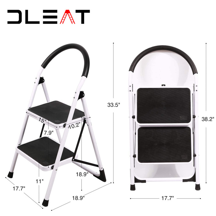 2steps non-slip step stool white luxury family folding iron ladder