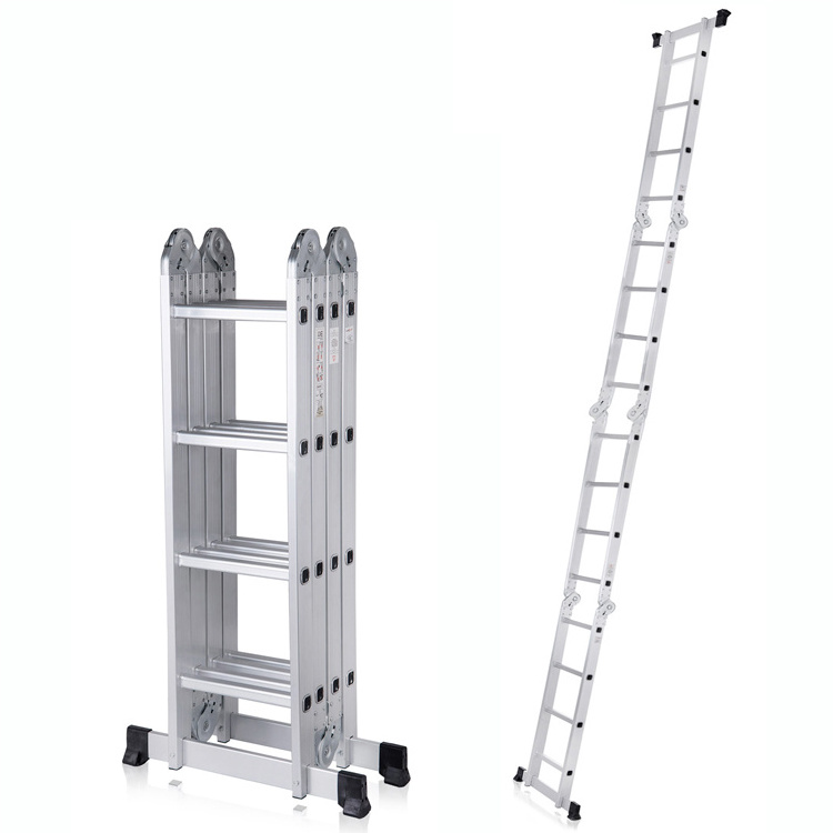 4*4 & 16 Steps Lightweight Folding Multi-Function Aluminum Joint Stairs & Ladder With Safety Platform