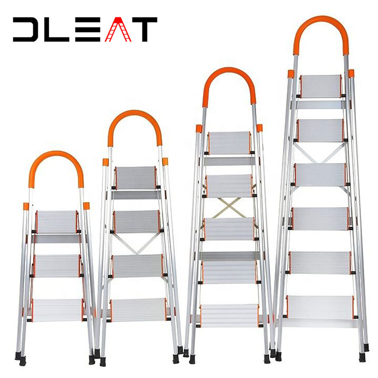 Gold color 3 step stairs Folding design aluminium household folding ladder from ladder manufacture